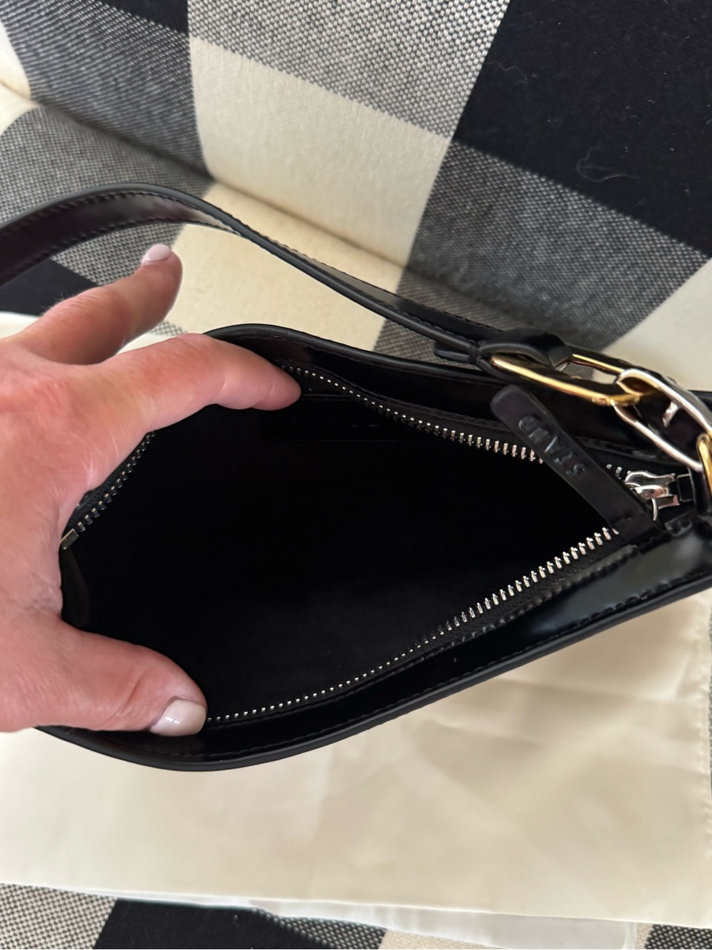 STAUD Black Patent Ollie Shoulder Bag Hardware - Picture 3 of 3